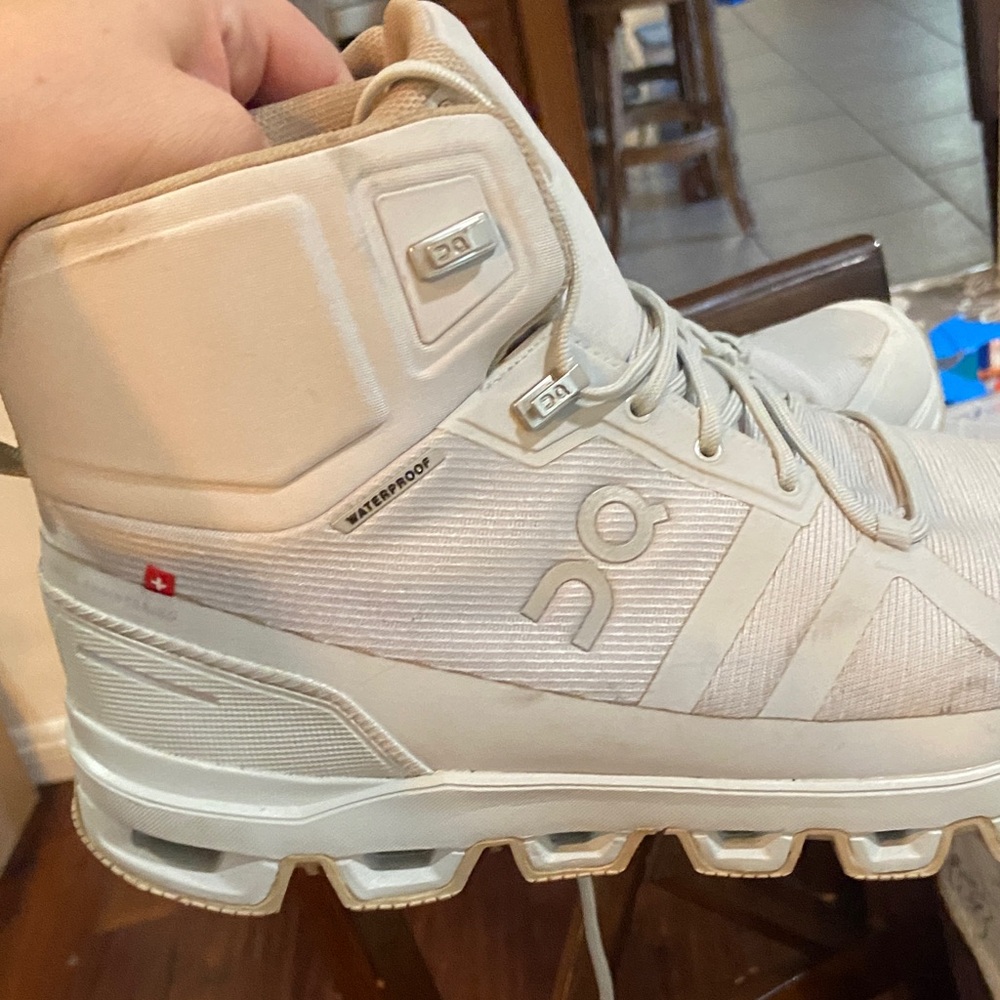On Women's Cloudrock Waterproof Mid-Top Athletic Boots in Off-White